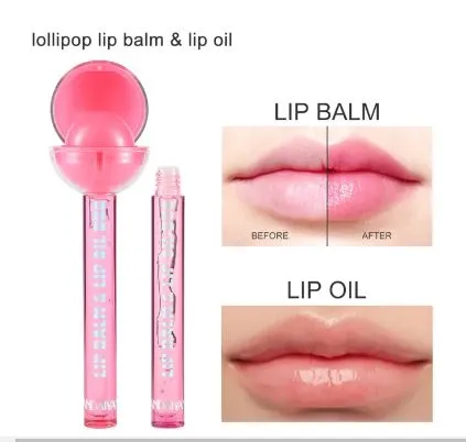 2 In 1 Lollipop Color Changing Lip  Oil & Lip Balm Lip Gloss - Fruit Flavour  Lip Gloss Makeup