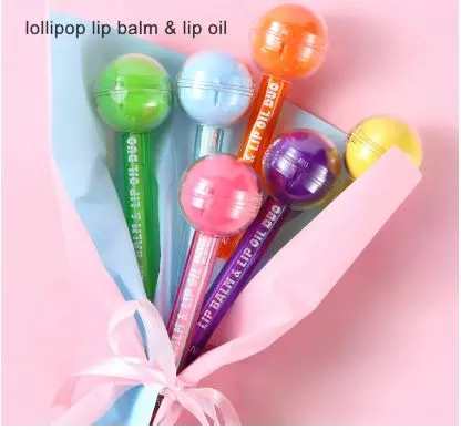 2 In 1 Lollipop Color Changing Lip  Oil & Lip Balm Lip Gloss - Fruit Flavour  Lip Gloss Makeup