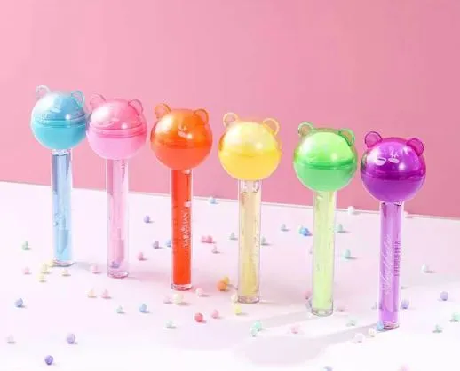 2 In 1 Lollipop Color Changing Lip  Oil & Lip Balm Lip Gloss - Fruit Flavour  Lip Gloss Makeup