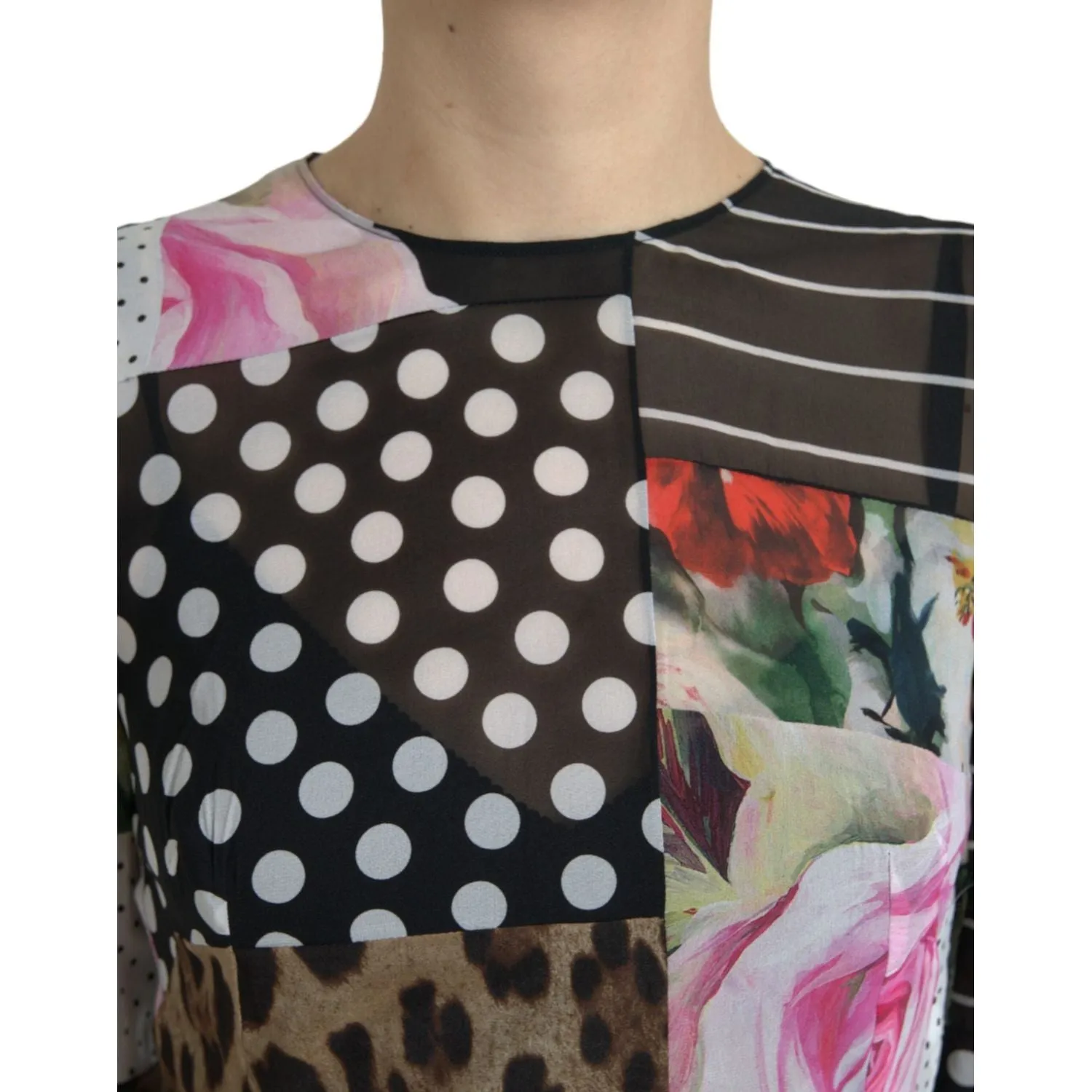 Dolce & Gabbana Elegant Patchwork Silk Midi A-Line Dress
