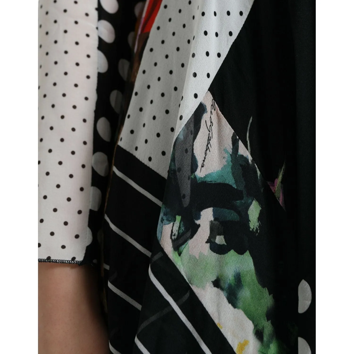 Dolce & Gabbana Elegant Patchwork Silk Midi A-Line Dress