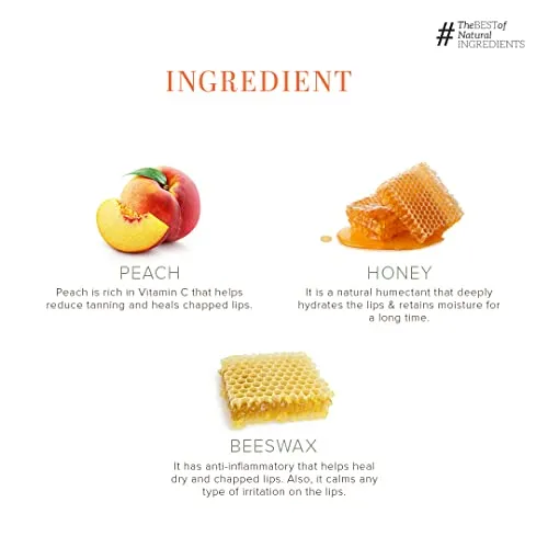 Khadi Natural Peach Lip Balm with Beeswax and Shea Butter | Natural Lip Balm for Soft & Hydrated Lips | Herbal Lip Balm for Chapped Lips | Free from Harsh Chemicals | Unisex Lip Balm | 5gm