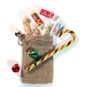 Lip Balm Natural set of 6 Holiday Candy Cane and more Good Earth Beauty