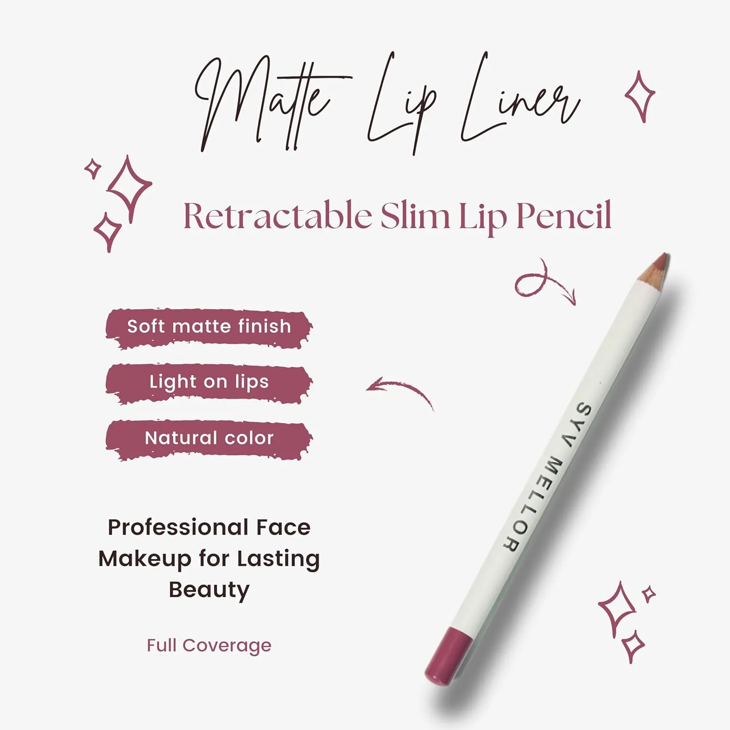 Lip Liner Perfect Pout Matte Retractable Slim Lip Pencil Face Makeup Longwear Rich Lip Colors Smudge Proof Formula with Long Lasting - Waterproof Lip Liner - Toxic
