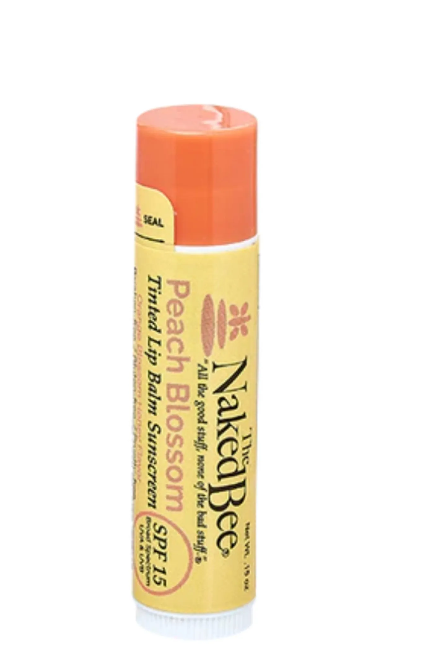 SPF 15 Orange Blossom Honey Tinted Lip Balm in Peach Blossom by Naked Bee