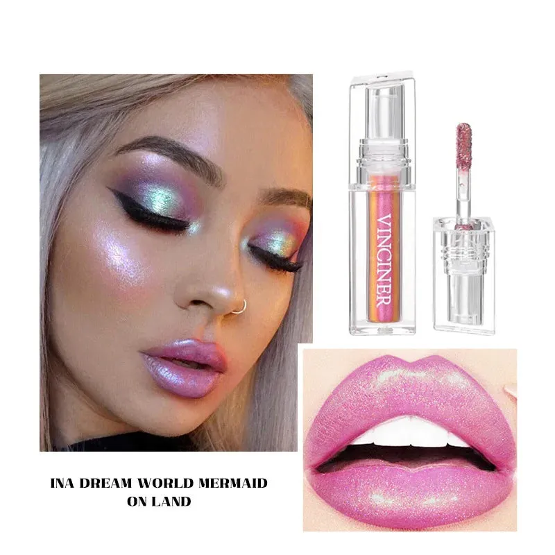 Toleet Christmas Thanksgiving gifts Winter Makeup Ideas Chameleon Radiation Lip Gloss Diamond Shiny Eye Shadow Lasting Not Fading Lip Tint Liquid Lipstick Makeup Косметика