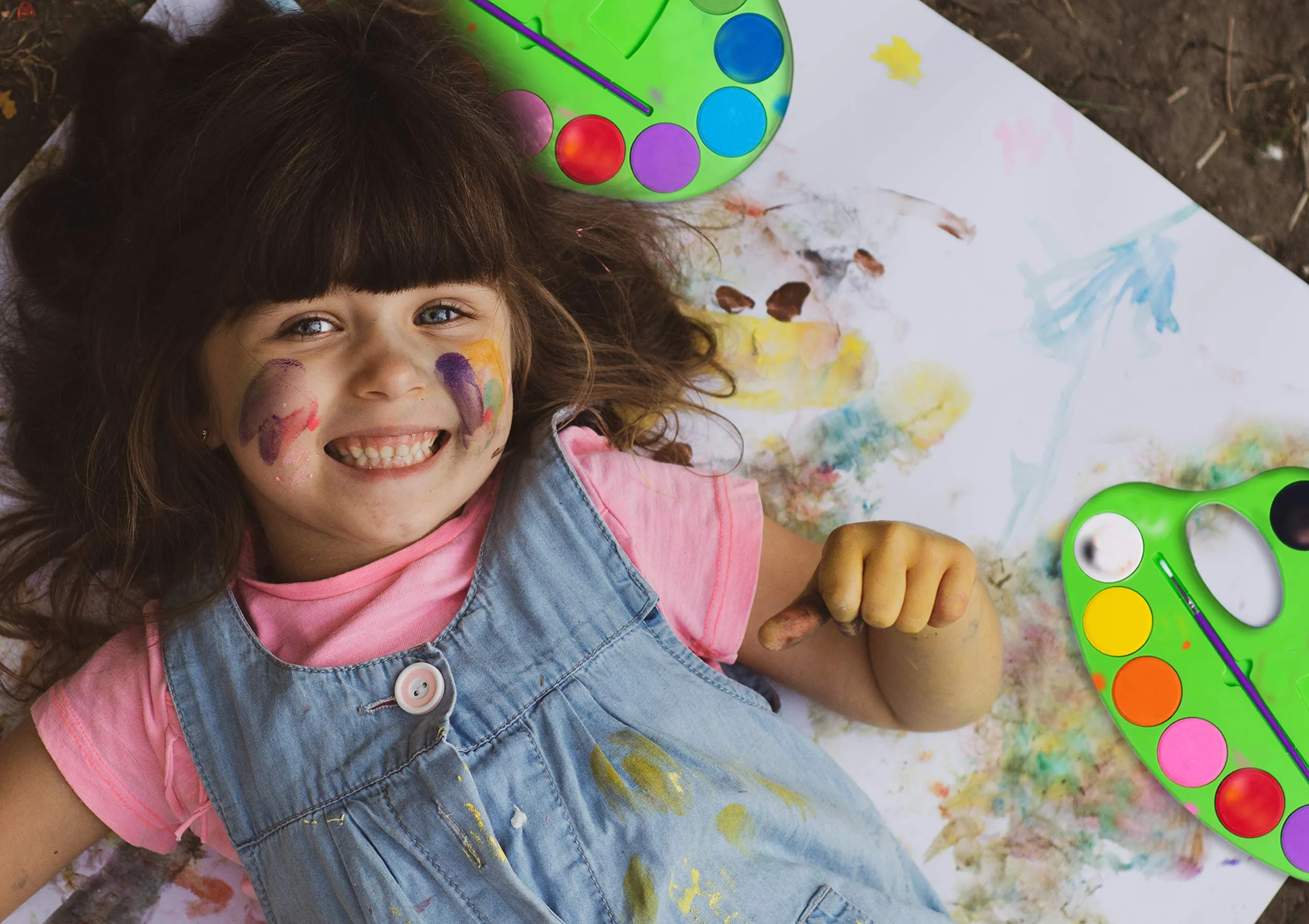 Watercolor Paint Set Palette for Kids - Washable Non Toxic Paints in 12 Bright and Vivid